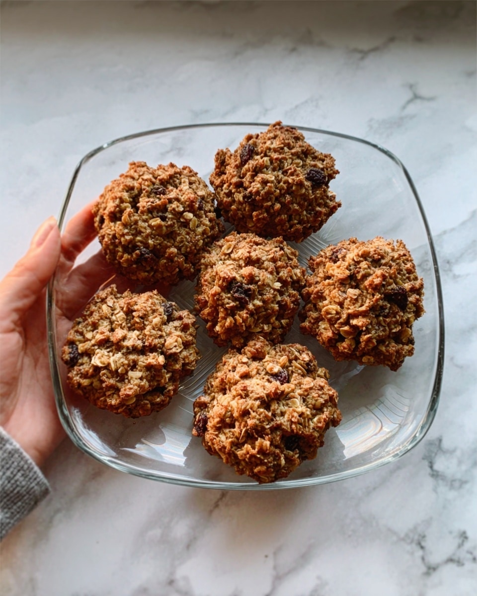 A white decorative plate holds a square piece of baked oatmeal topped with a cluster of chopped, toasted pecans forming a rough, crunchy layer on the left side. To the right, thin slices of red-skinned apple fan out neatly over the oatmeal, adding a smooth texture and a light red color contrast. The oatmeal base looks soft and slightly golden brown with visible oats and nut pieces mixed throughout. The plate is set on a white marbled surface. Photo taken with an iphone --ar 4:5 --v 7