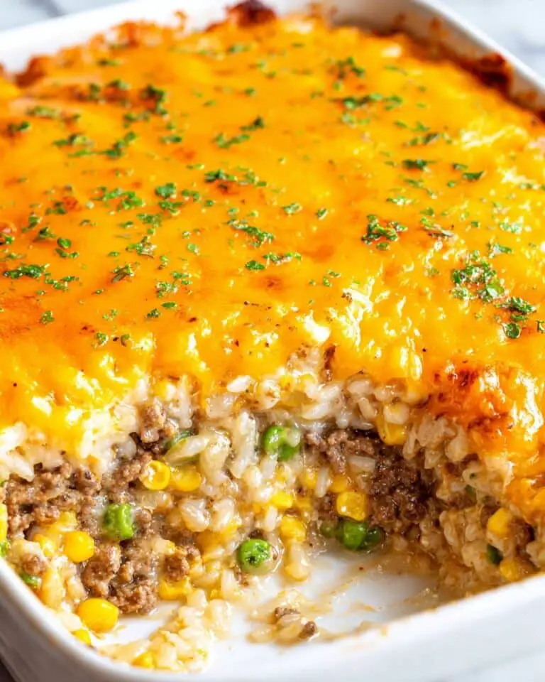 Cheesy Ground Beef and Rice Casserole Recipe