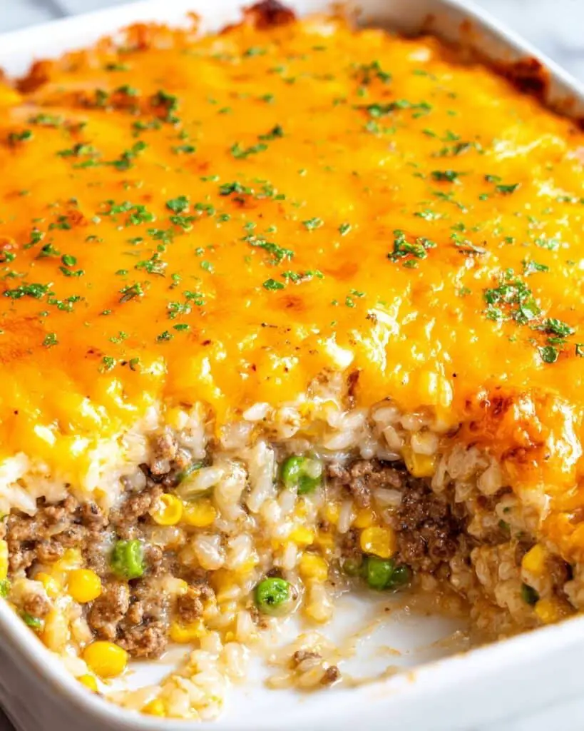 Cheesy Ground Beef and Rice Casserole Recipe