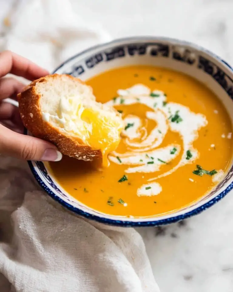 Super Quick Pumpkin Soup with Floating Cheese Toastie Recipe