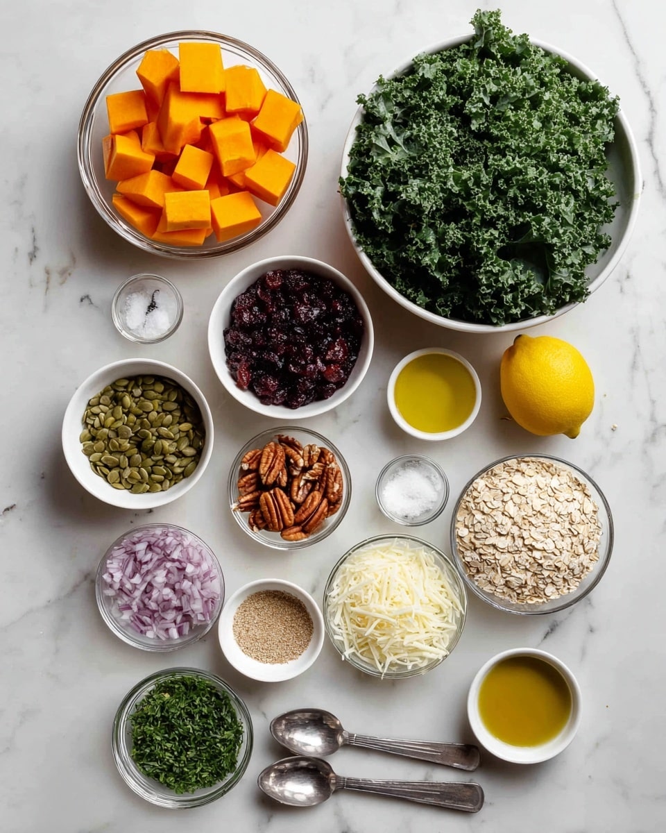 A top-down view of many small white bowls and a glass jug arranged on dark wooden surface, each holding different ingredients: one bowl has bright orange mashed sweet potato, another has creamy white yogurt, one contains pale chopped onions, a small bowl holds bright red chili powder, another has light brown peanut butter, while a small bowl contains black pepper. There is a bowl with a red sauce, one with a light yellow liquid, and a large clear measuring jug with pale yellow broth. Scattered around are fresh ginger, garlic bulbs, green limes, and bunches of fresh cilantro on a wooden board. A small wooden bowl with crushed peanuts and a wooden pestle is seen at the top right corner. Photo taken with an iphone --ar 4:5 --v 7
