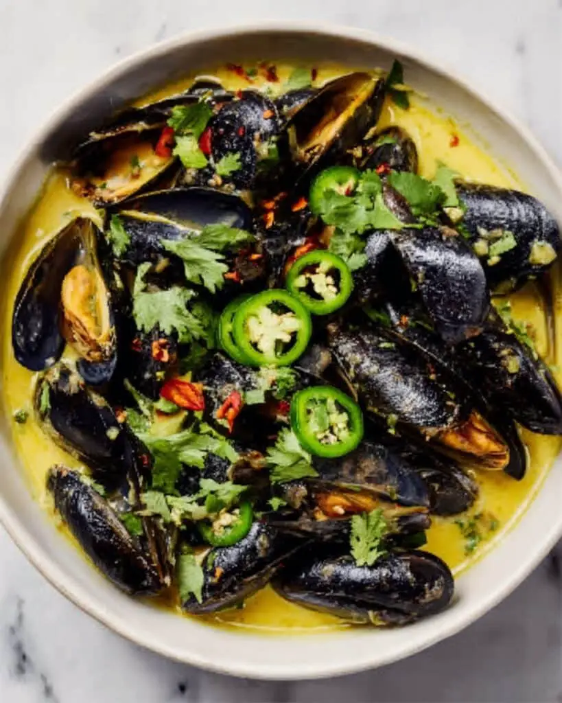 Makrut Lime Leaf and Coconut Mussels Recipe