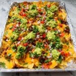 Loaded Cheesy Nachos with Ground Beef and Fresh Toppings Recipe