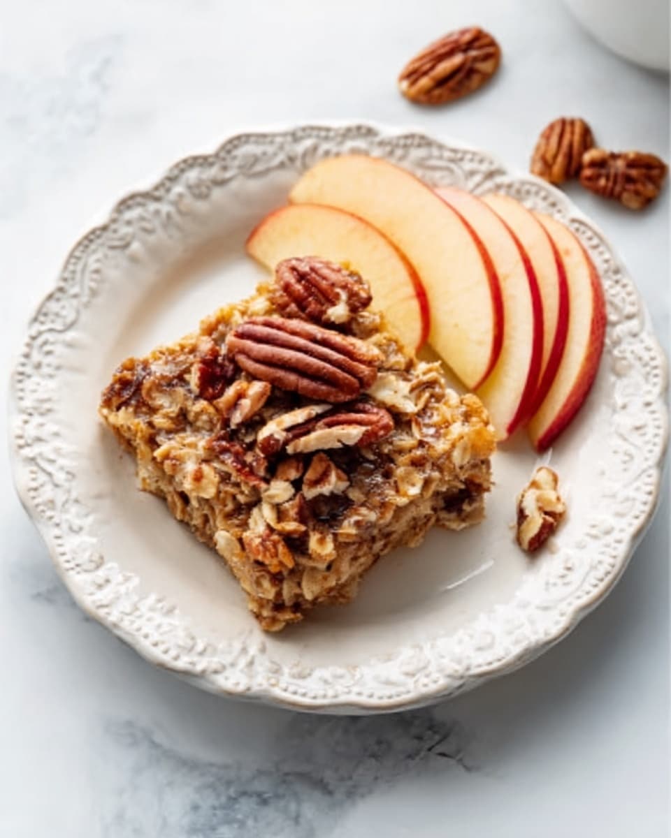 A clear square glass plate holds seven round oatmeal cookies with a rough texture and a mix of light brown and darker brown colors showing the oats and raisins. The cookies are arranged loosely in two rows with three on top and four on the bottom. A woman's hand is gently holding one cookie at the lower left corner of the plate. The plate sits on a white marbled surface. photo taken with an iphone --ar 4:5 --v 7