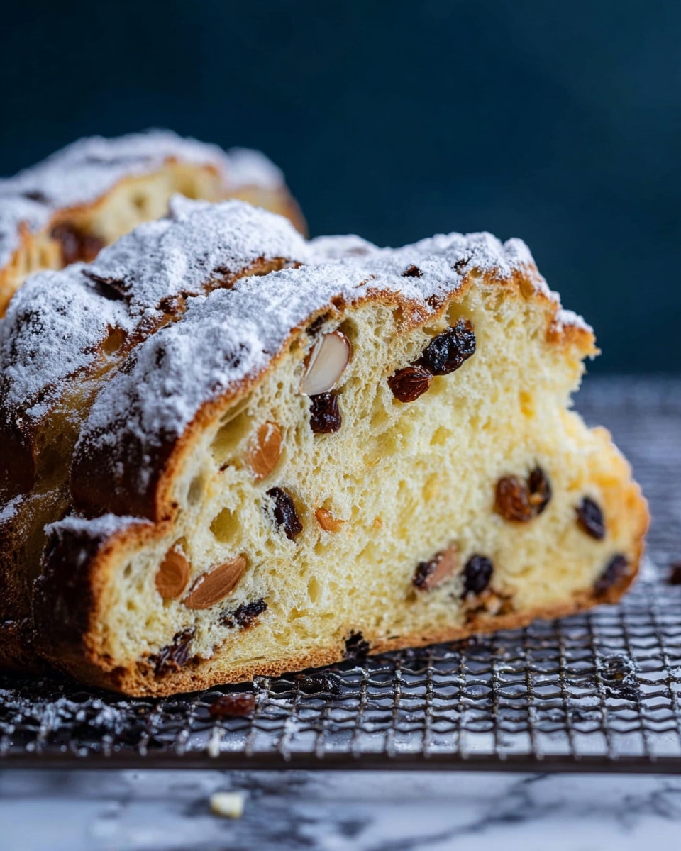 Traditional German Christmas Stollen with Dried Fruits, Nuts, and Marzipan Recipe