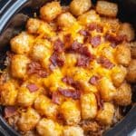 Crockpot Chicken, Beef & Ranch Tater Tot Casserole Recipe