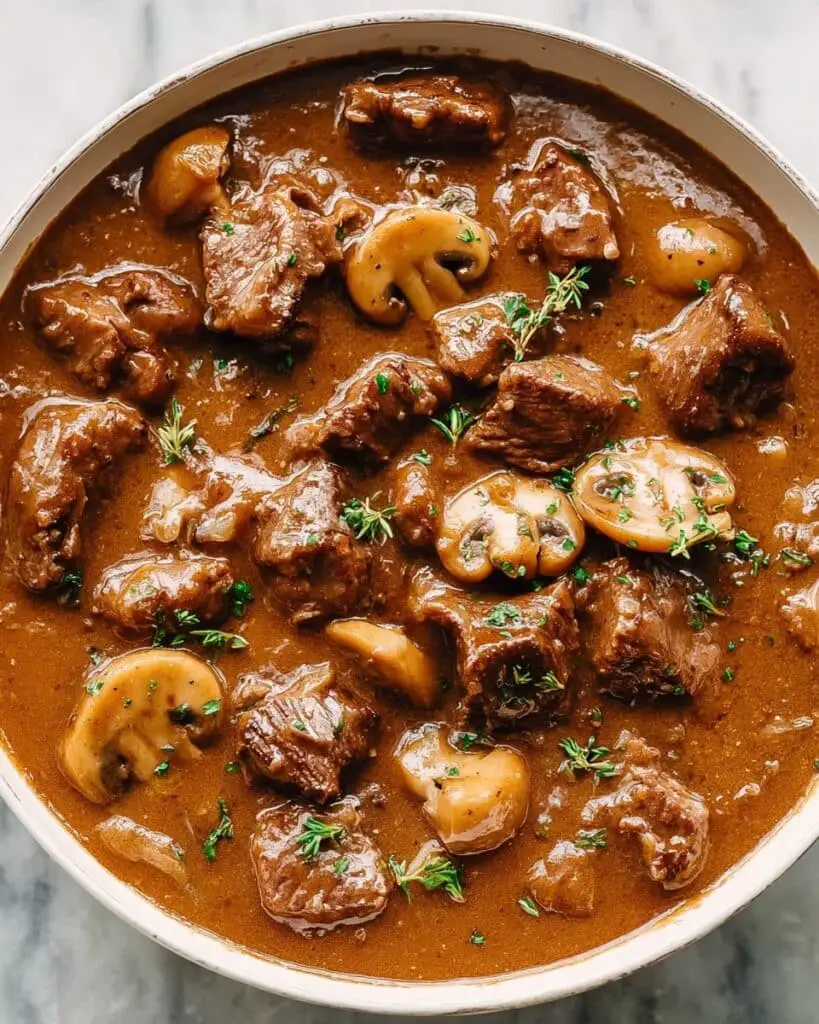Beef Tenderloin Tips in Mushroom Gravy Recipe
