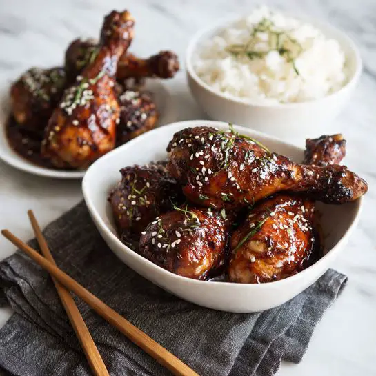 Honey Soy Chicken Drumsticks with Fragrant Coconut Rice Recipe - Recipe Image