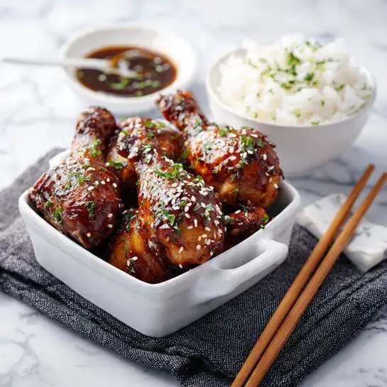 Honey Soy Chicken Drumsticks with Fragrant Coconut Rice Recipe