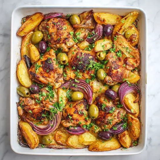 Middle Eastern Spiced Braised Chicken Tray Bake Recipe - Recipe Image
