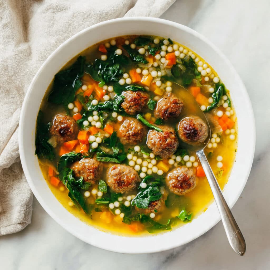 Italian Wedding Soup with Meatballs and Vegetables Recipe