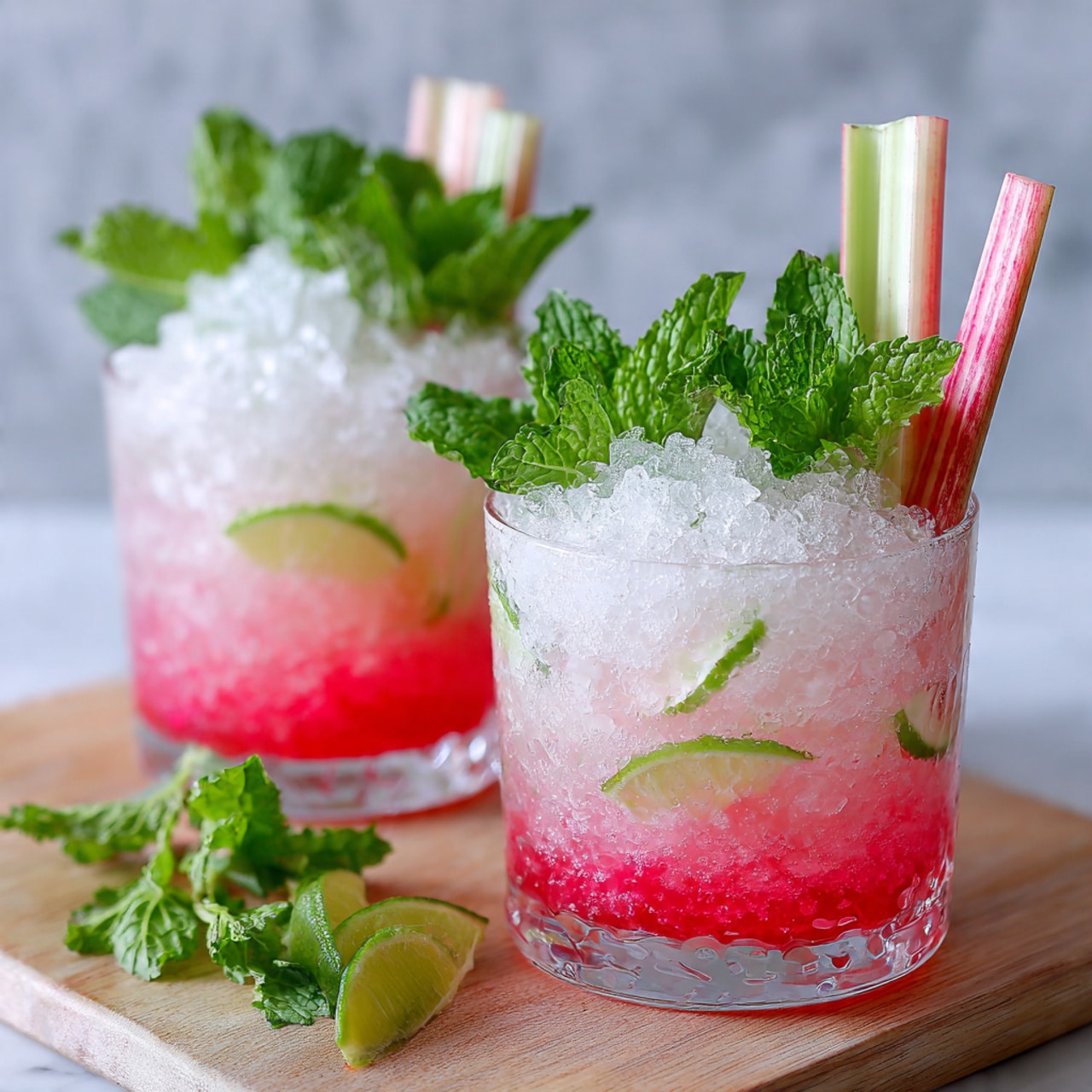 Rhubarb Mint Mojito Mocktail Recipe - Recipe Image