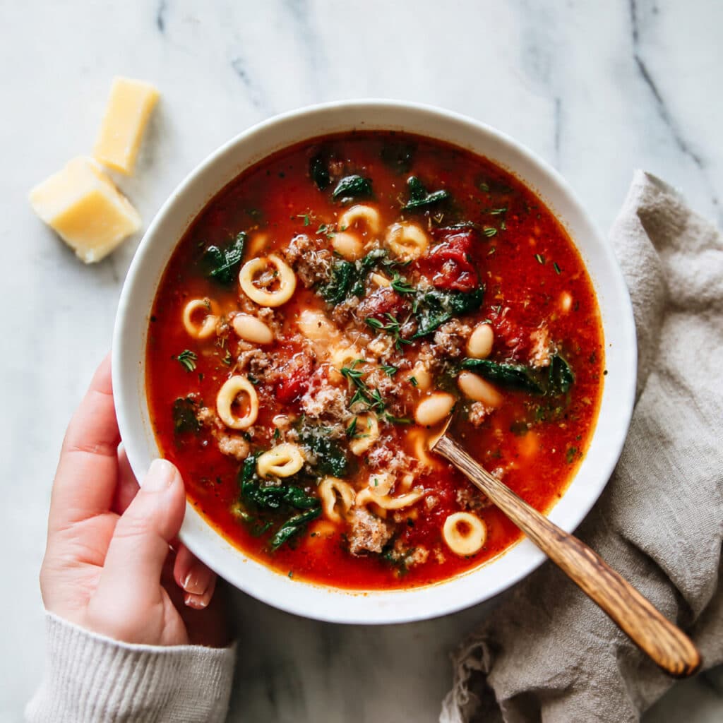 Hearty Vegetarian Minestrone Soup with Fresh Vegetables Recipe