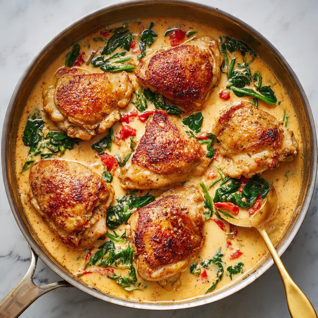 Creamy Spinach Garlic Chicken Recipe