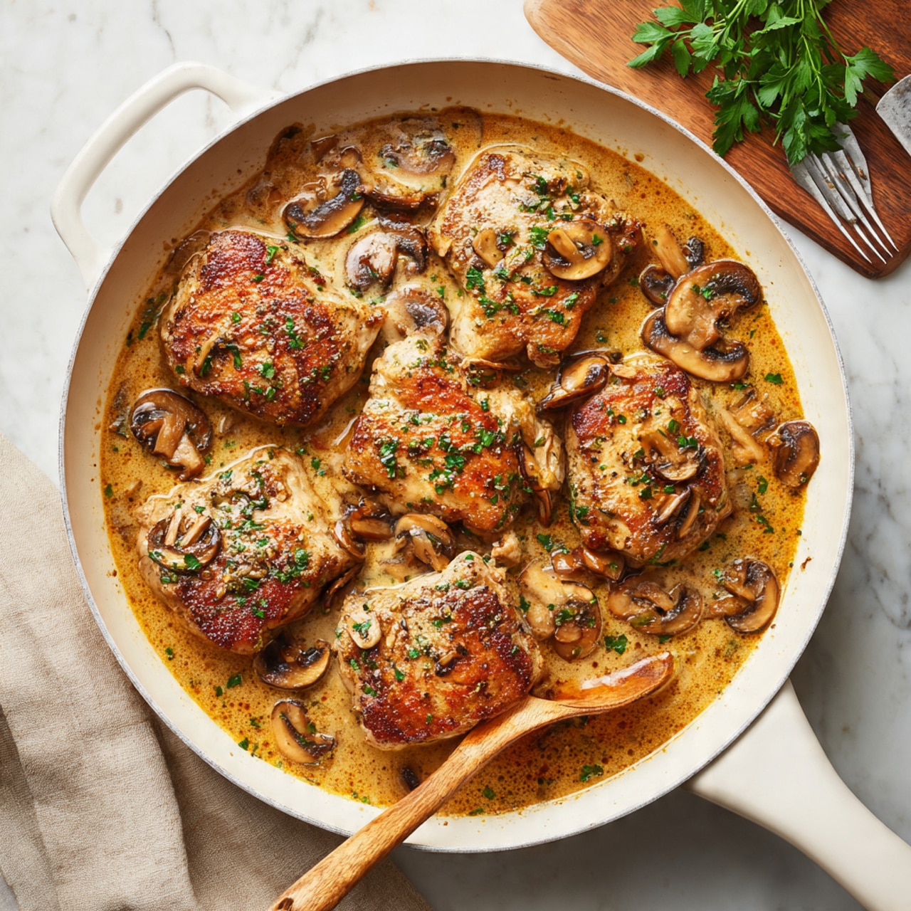 Creamy White Wine Chicken with Mushrooms Recipe - Recipe Image