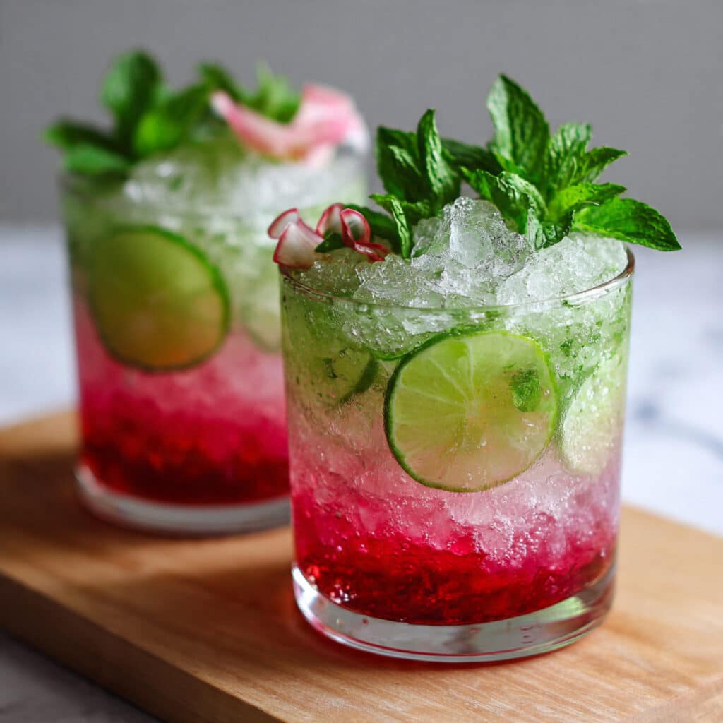 Rhubarb Mint Mojito Mocktail Recipe