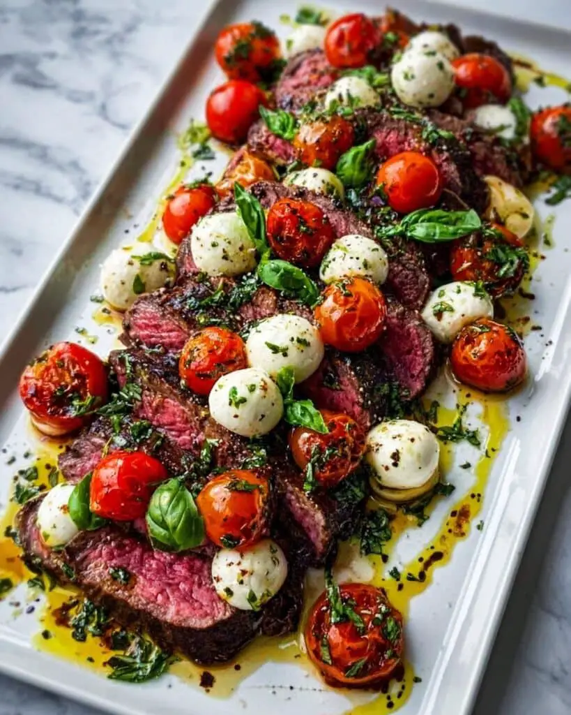 Grilled Flank Steak Caprese with Balsamic Dressing Recipe