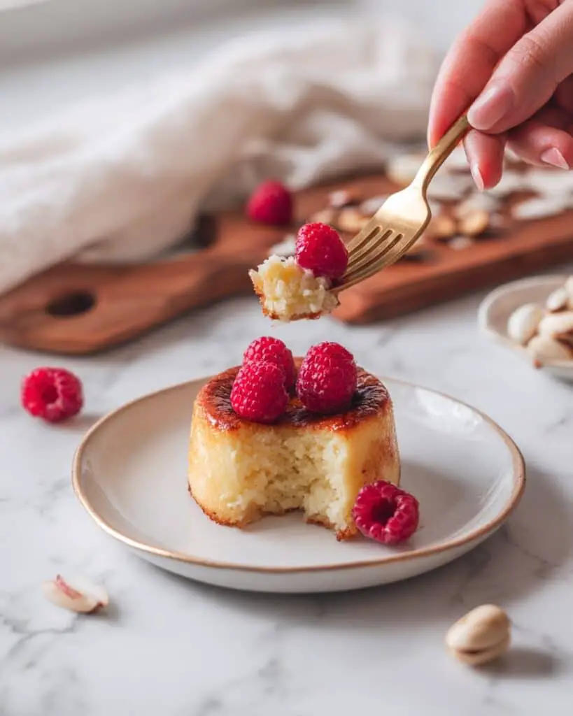 Gluten-Free White Chocolate Lava Cake with Raspberries Recipe