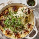 Baked Lemon Rosemary Chicken Meatballs with Creamy Orzo Recipe