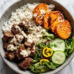 Sheet Pan Chicken Tzatziki with Roasted Sweet Potatoes Recipe