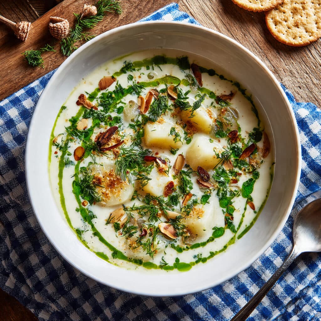 Creamy New England Clam Chowder with Roasted Poblano Pepper Recipe