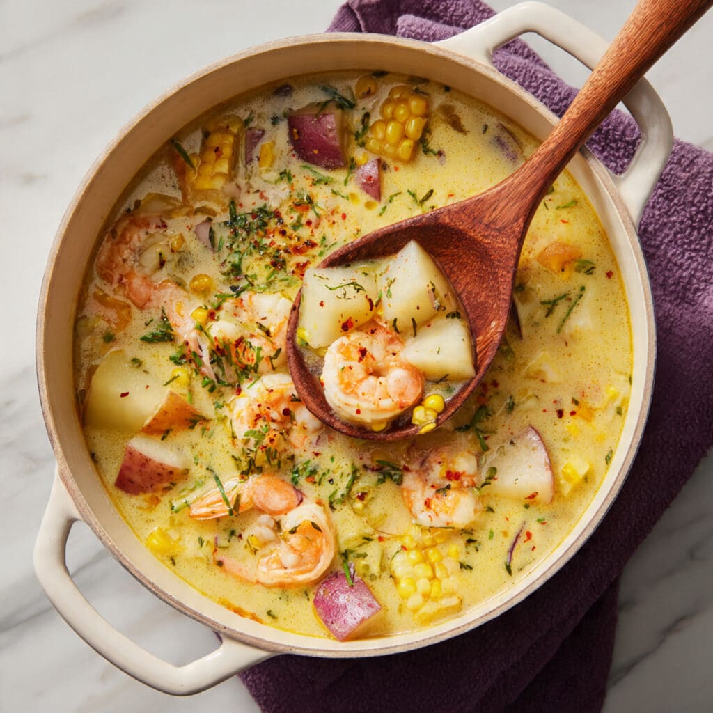 Shrimp, Bacon, and Corn Chowder with Potatoes Recipe