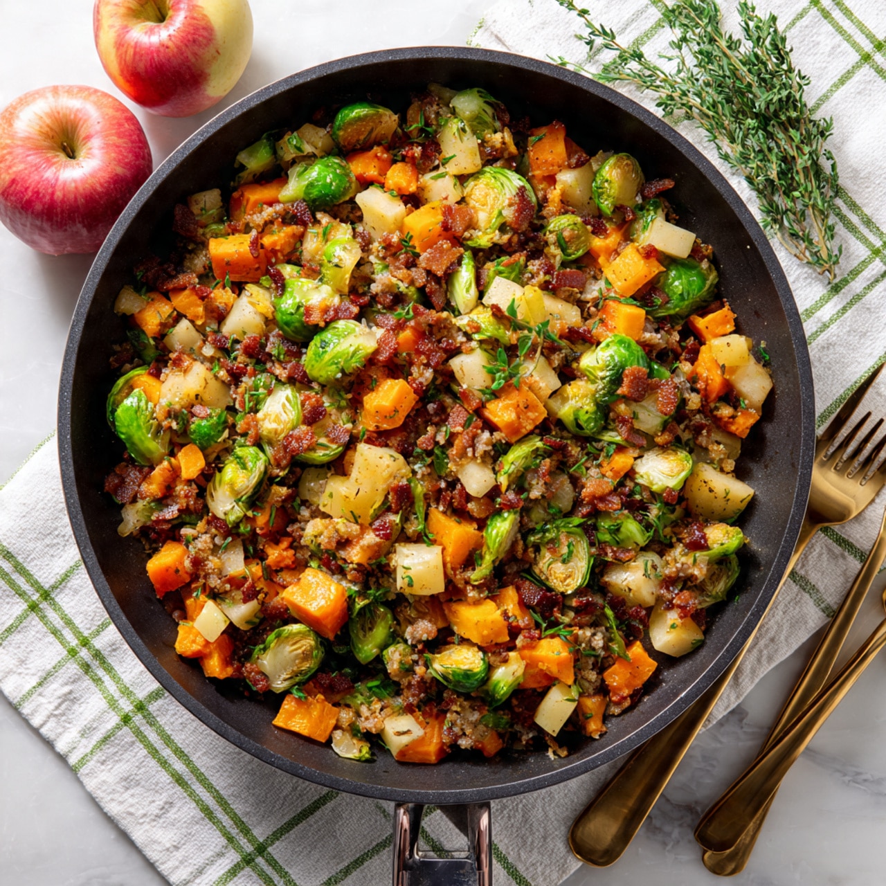 One-Pan Apple Cider Chicken and Brussels Sprouts - Cozy Fall Dinner