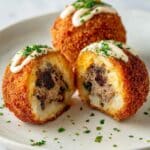 Mushroom Swiss Cheeseburger Stuffed Potatoes with Dijonnaise Recipe