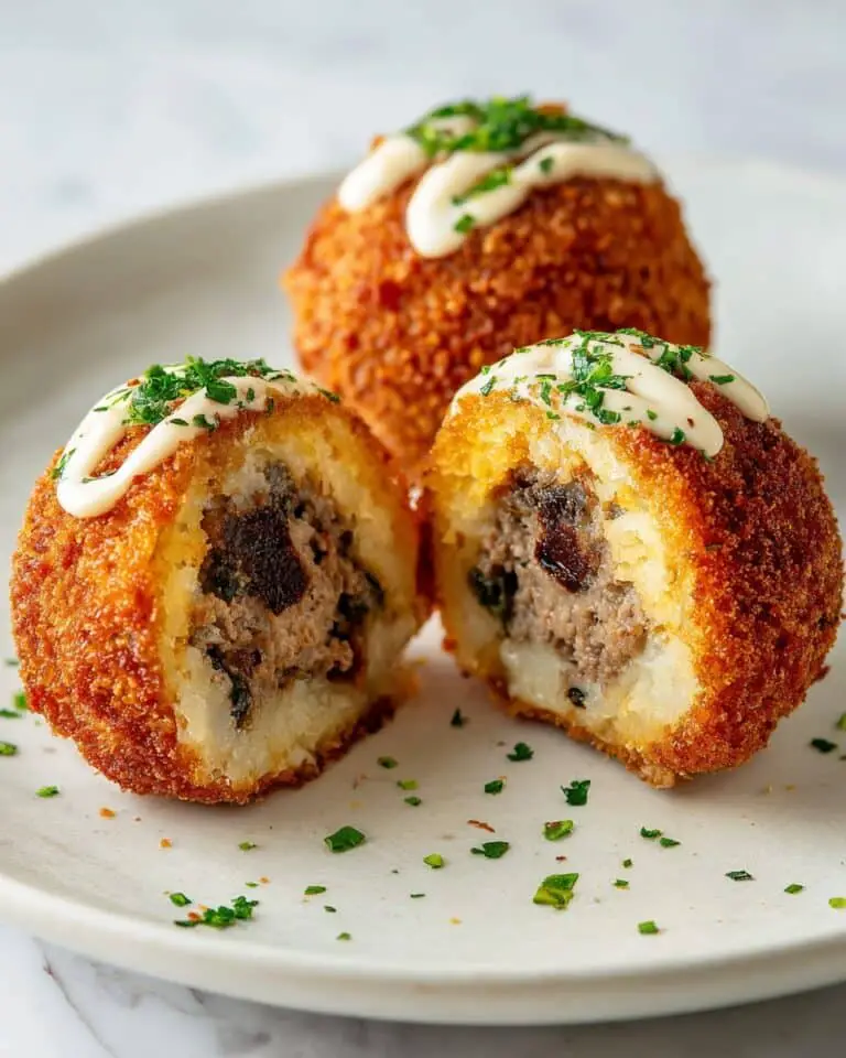 Mushroom Swiss Cheeseburger Stuffed Potatoes with Dijonnaise Recipe