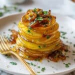 Brown Butter Hasselback Potatoes with Caramelized Onions Recipe
