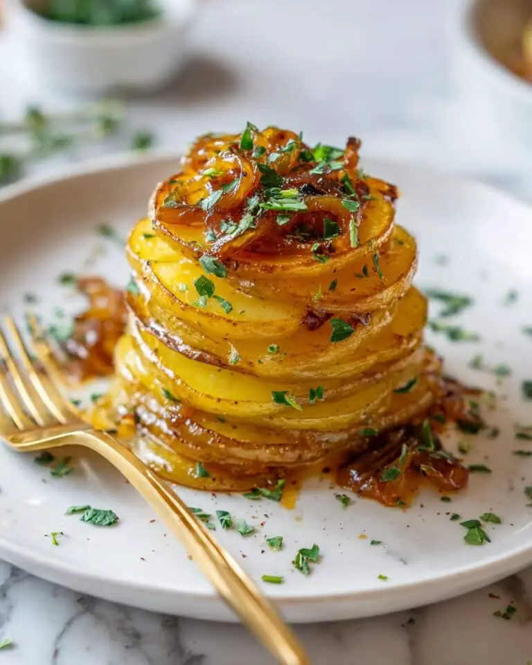 Brown Butter Hasselback Potatoes with Caramelized Onions Recipe