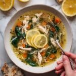 Refreshing Lemon Chicken Orzo Soup with Spinach and Veggies Recipe