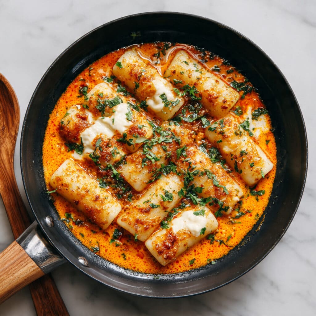 Creamy Rose Tteokbokki: Spicy Korean Rice Cakes in Rich Gochujang Cream Recipe