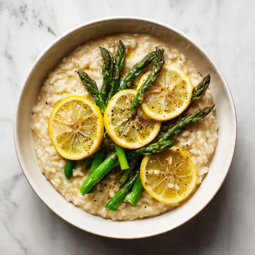 Lemon Garlic Orzo with Asparagus Cream Sauce Recipe
