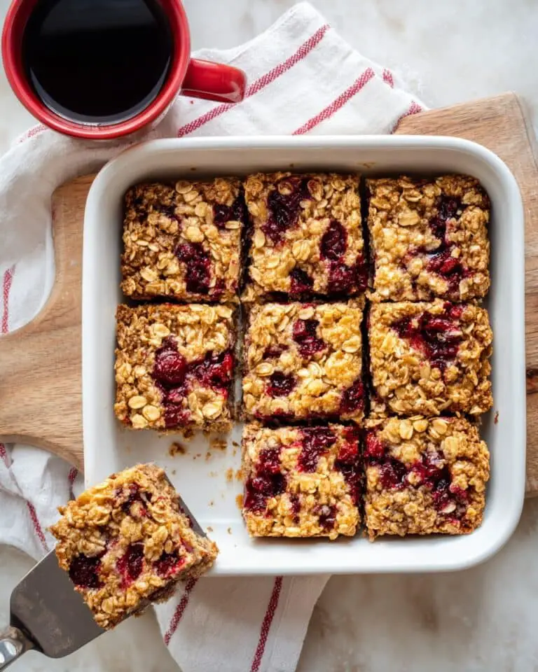 High-Protein Almond Butter & Strawberry Oatmeal Bars Recipe