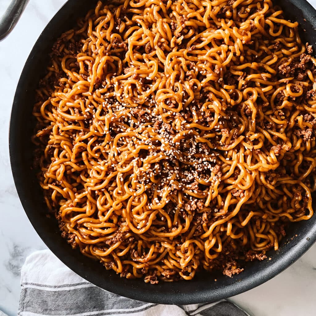 Mongolian Ground Beef Noodles Recipe