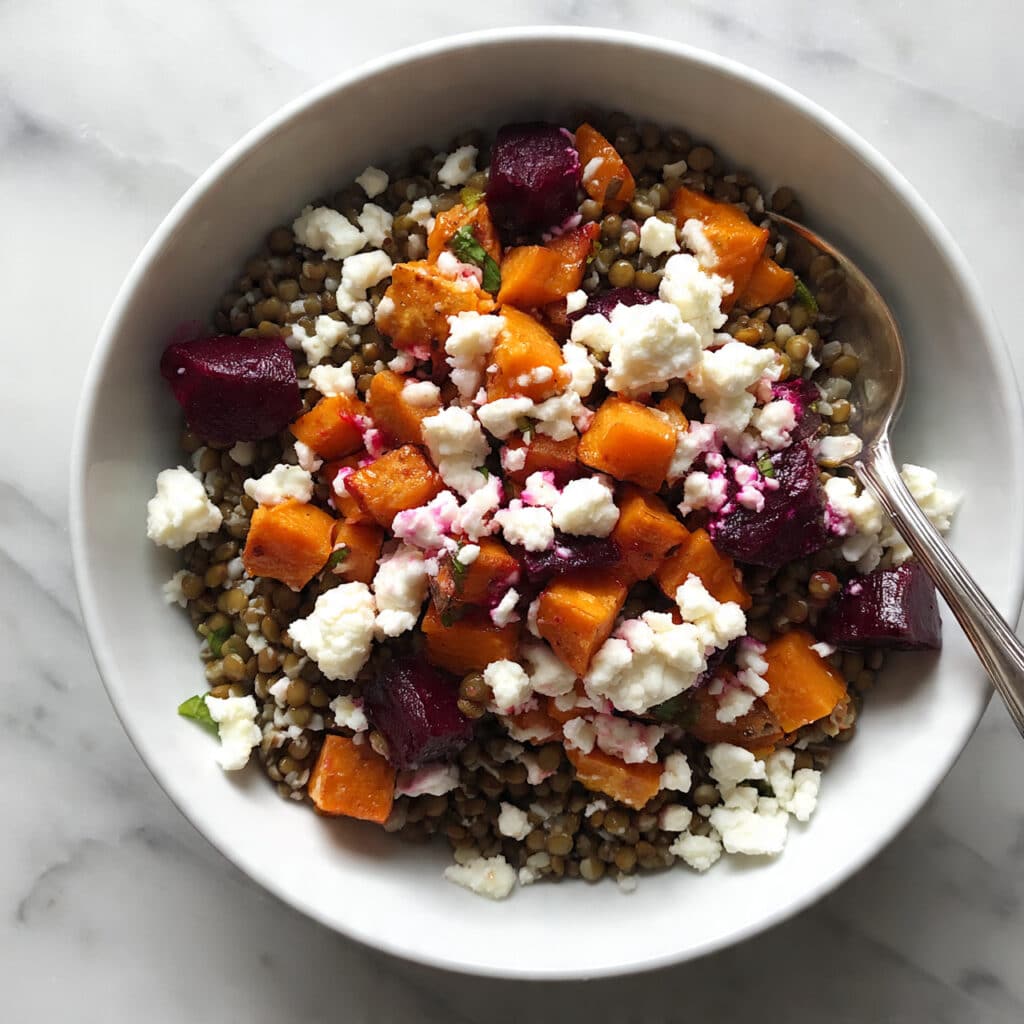 Lentil Salad with Roasted Vegetables and Lemon Vinaigrette Recipe