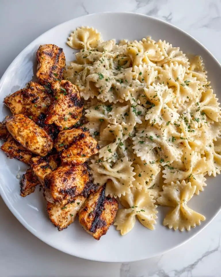 Garlic Butter Chicken Bites with Creamy Parmesan Pasta Recipe