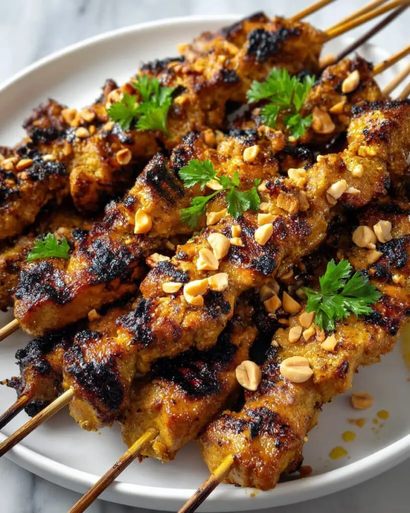 Grilled Steak Satay Skewers with Creamy Peanut Curry Sauce Recipe