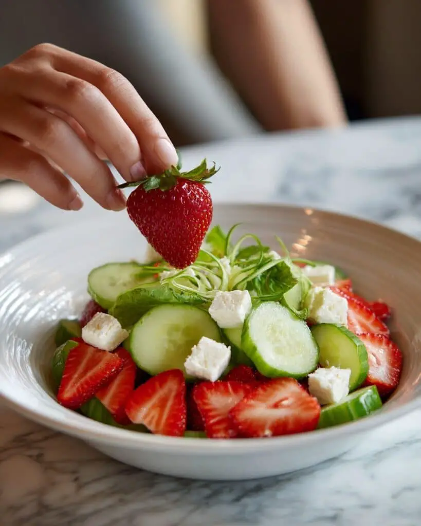 Cucumber Strawberry Salad with Burrata and Balsamic Recipe