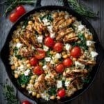 Greek Chicken with Lemon Rice and Roasted Tomatoes Recipe