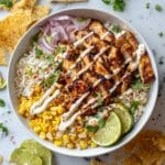 Chicken Corn Rice Bowls with Lime Dressing Recipe