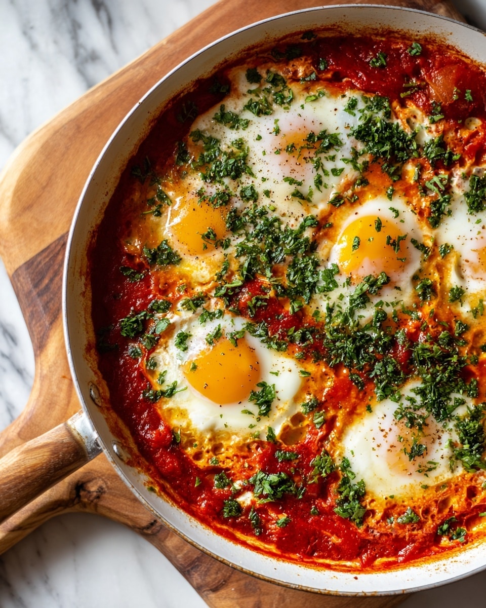 Shakshuka: Middle Eastern Spiced Baked Eggs in Tomato and Bell Pepper Sauce Recipe