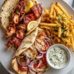 Gyro Kebabs with Pita, Vegetables, and Tzatziki Sauce Recipe