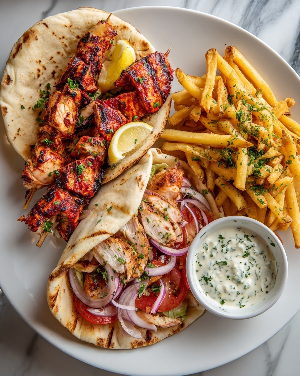 Gyro Kebabs with Pita, Vegetables, and Tzatziki Sauce Recipe