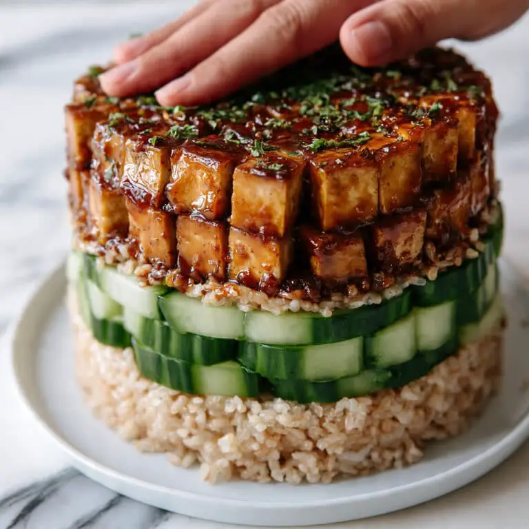 Zesty Lime Rice Stack with Avocado and Crispy Tofu Recipe