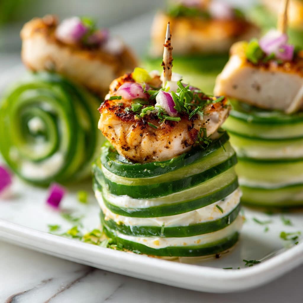 Healthy Buffalo Chicken Cucumber Rolls Recipe