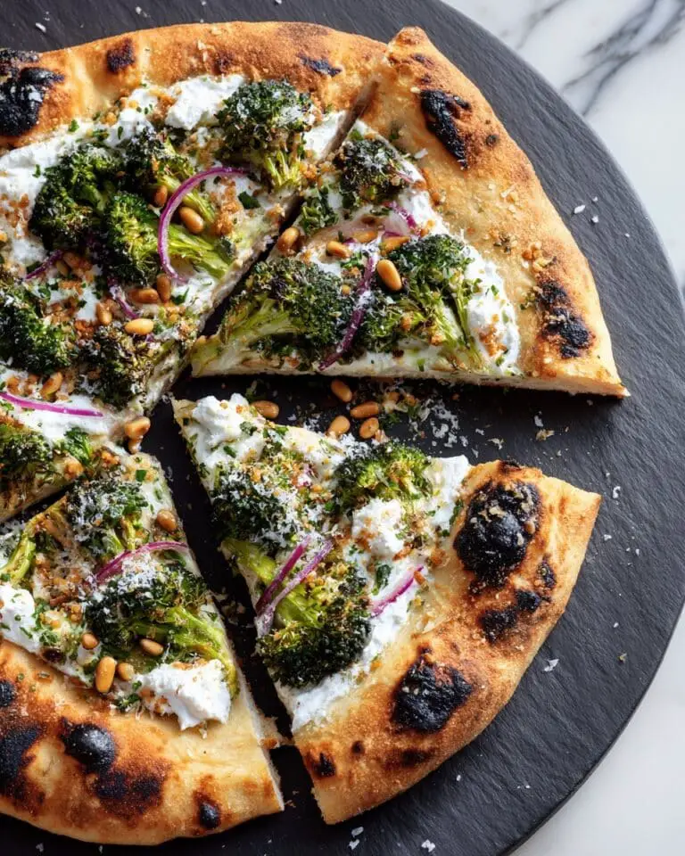 Broccoli White Pizza with Garlic Ricotta and Cheese Recipe