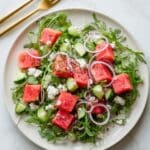Watermelon Basil Salad with Feta and Lime Dressing Recipe