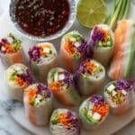 Spicy Noodle Spring Rolls with Peanut Dipping Sauce Recipe